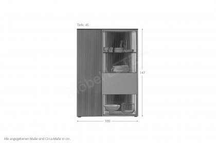 Amaya von SCHÖNER WOHNEN - Highboard in Taubenblau und Rillenstruktur
