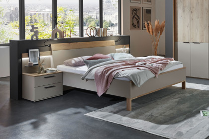 Cuneo-sleeping von Disselkamp - Bett 180x200 cm Eiche-Furnier - Lack taupe