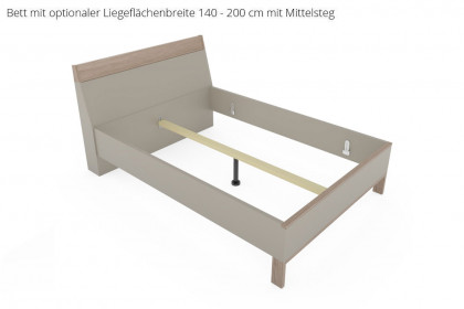 Cuneo-sleeping von Disselkamp - Bett 180x200 cm Eiche-Furnier - Lack taupe