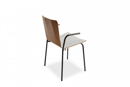 #802 Dining Chair von Skovby - Armlehnenstuhl Stahl schwarz/ Nussbaum lackiert
