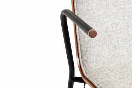 #802 Dining Chair von Skovby - Armlehnenstuhl Stahl schwarz/ Nussbaum lackiert