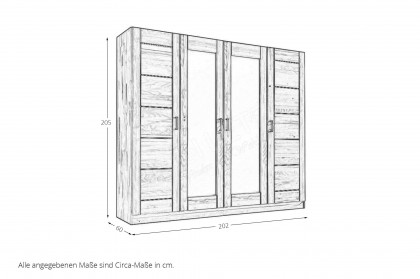 Tollow von Elfo Möbel - Schrank ca. 200 cm breit mit Spiegel Kernbuche geölt