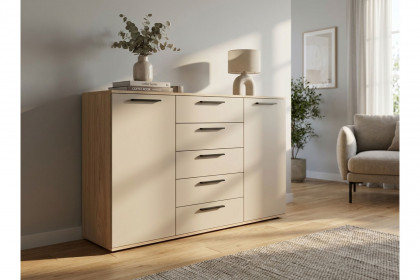Cuneo-sleeping von Disselkamp - Sideboard Balkeneiche - Lack taupe