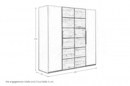 Tom von Elfo Möbel - Schrank ca. 200 cm kaschmir mit 2 massiven Eichenholztüren