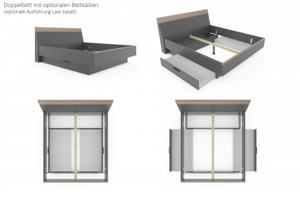 Cuneo-sleeping von Disselkamp - Schwebebett Lack taupe 180x200 cm