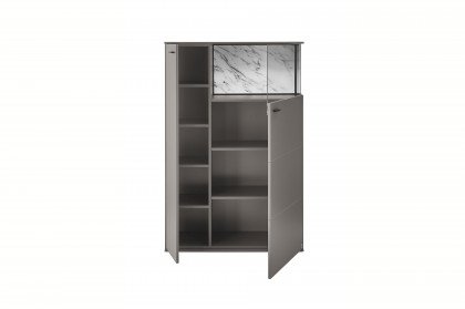 Pasadena von set one by Musterring - Highboard in Grau mit Marmorrückwand
