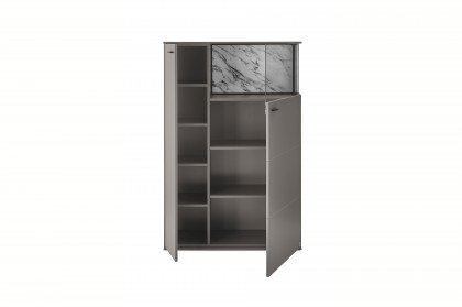 Pasadena von set one by Musterring - Highboard in Grau mit Marmorrückwand