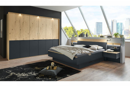 Cuneo-sleeping von Disselkamp - Schlafzimmer Balkeneiche-Furnier - basalt