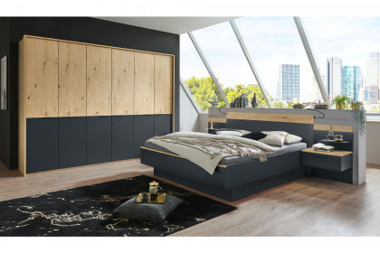 Cuneo-sleeping von Disselkamp - Schlafzimmer Balkeneiche-Furnier - basalt