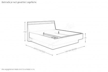 Cuneo-sleeping von Disselkamp - Schlafzimmer Balkeneiche-Furnier - basalt