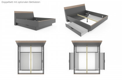Cuneo-sleeping von Disselkamp - Schlafzimmer Balkeneiche-Furnier - basalt