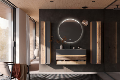 Jarin von Musterring - Badezimmer in Wildeiche/ Glas graphit