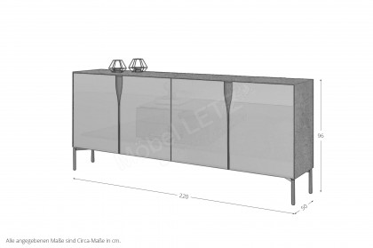 Vinci von LEONARDO Living - Sideboard Keramik stone und Glas grau