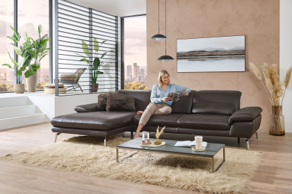 PN-IN22025 von Polinova - Ledersofa Ausführung links braun