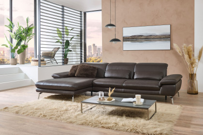 PN-IN22025 von Polinova - Ledersofa Ausführung links braun