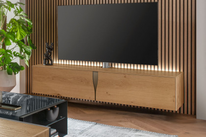 Vinci von LEONARDO Living - Lowboard in Asteiche und Akzent Metall champagne
