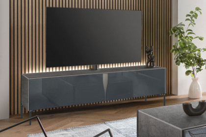 Vinci von LEONARDO Living - Lowboard in Keramik stone und dunkelgrauem Glas