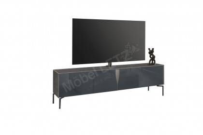 Vinci von LEONARDO Living - Lowboard in Keramik stone und dunkelgrauem Glas