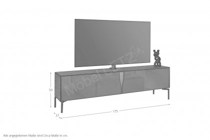 Vinci von LEONARDO Living - Lowboard in Keramik stone und dunkelgrauem Glas