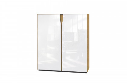 Vinci von LEONARDO Living - Highboard Glas weiß mit Eiche