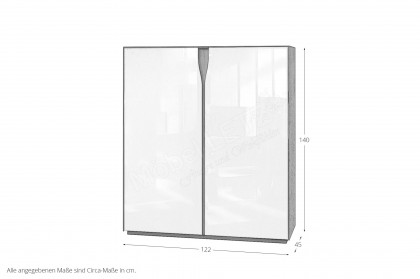 Vinci von LEONARDO Living - Highboard Glas weiß mit Eiche