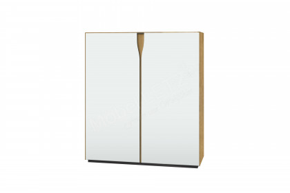 Vinci von LEONARDO Living - Highboard in weißem Lack mit Eichenfurnier