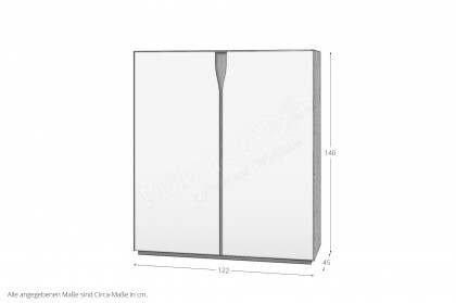 Vinci von LEONARDO Living - Highboard in weißem Lack mit Eichenfurnier