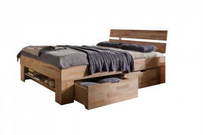 Sofie von Elfo Möbel - Futonbett mit Regal & Bettkästen - Kernbuche massiv