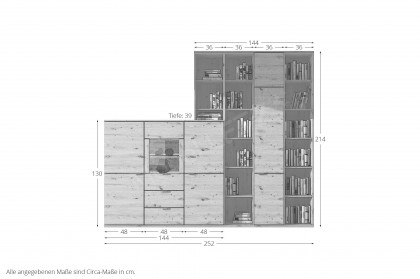 Alpha-living von RMI Möbel - Wohnwand  A2437 Alteiche