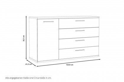 Jacky von Forte - Sideboard ca. 125 cm breit Schlammeiche - Schwarzeiche
