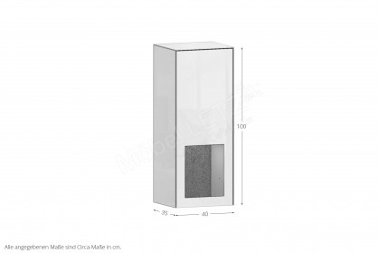 Vinci von LEONARDO Living - Hängevitrine in weißem Glas mit Furnierrückwand