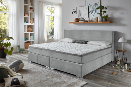 Linz-BX2610 von Sun Garden - Familien-Boxspringbett silber