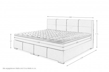 Linz-BX2610 von Sun Garden - Familien-Boxspringbett silber