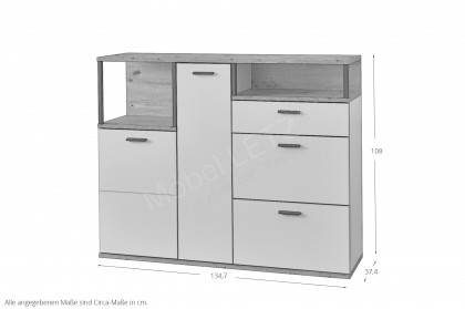 Basset von IDEAL Möbel - Kommode Modern White/ Eiche Artisan