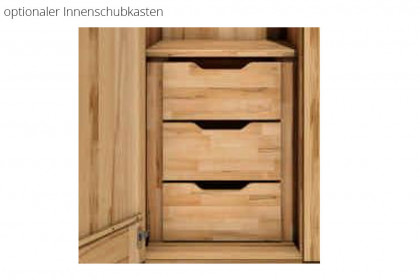 Pia-sleeping von Elfo Möbel - Kleiderschrank mit Spiegel 3-trg. Kernbuche geölt