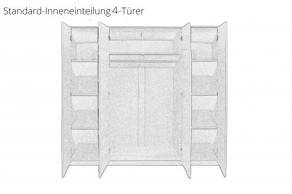 Pia-sleeping von Elfo Möbel - 4-türiger Schrank mit Spiegel Kernbuche geölt
