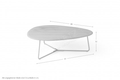 Tripod von Pode - Couchtisch aus massiver Eiche mit Stahlgestell in Space silk