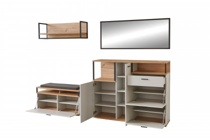 Basset von IDEAL Möbel - Garderobenbank Modern White & Artisan Eiche