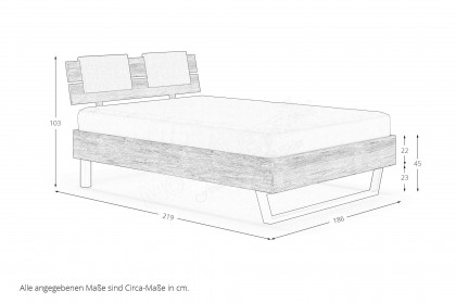 Davos von Elfo Möbel - Metallkufen-Bett Eiche mit Kopfteilpolster-Set schwarz