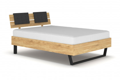 Davos von Elfo Möbel - Metallkufen-Bett Eiche mit Kopfteilpolster-Set schwarz