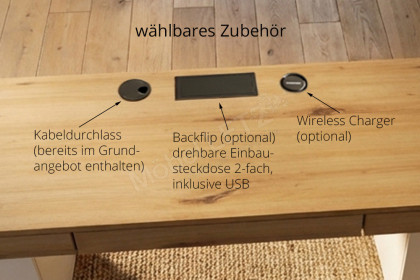 Breege von Stralsunder - Schreibtisch in Alteiche & Tonweiß matt