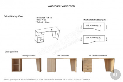 Plano 2 von Stralsunder - Schreibtisch mit Freiformplatte