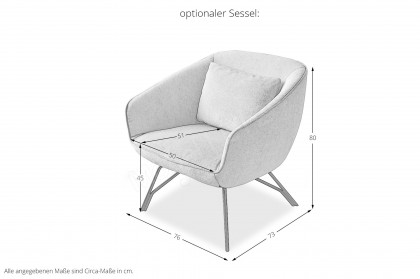 1077 von Himolla - Ecksofa links rose