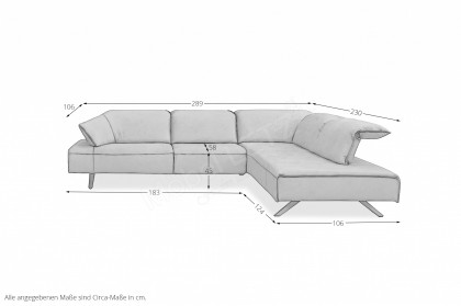 1052 von Himolla - Ledersofa Ausführung rechts arctic