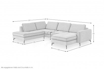 HU-PL24070 von Hukla - XXL-Sofa links silver