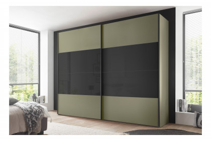 Paros von Staud - Schwebetürenschrank salbei/ Anthrazitglas