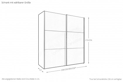 Glasgow von Wiemann - Schwebetürenschrank graphit - Mattglas grau
