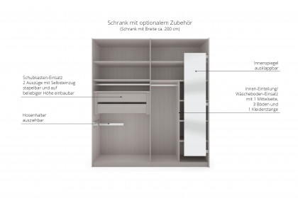 Glasgow von Wiemann - Schwebetürenschrank graphit - Mattglas grau