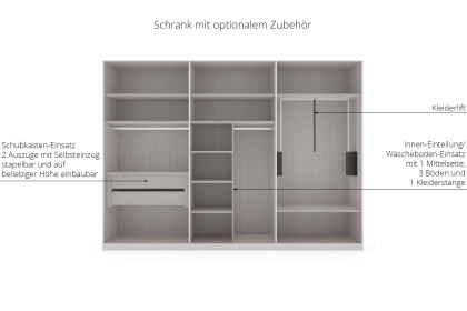 Glasgow von Wiemann - Kleiderschrank mit Mattglasfront weiß