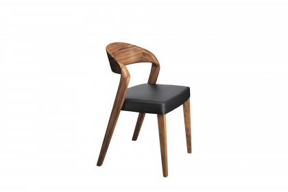 Vrock living von Voglauer - Holzstuhl 35 in Wildnuss & Leder schwarz